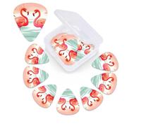 Two Red Flamingos Guitar Picks 12 Pack Plectrums with Organizer Box, 3 Different Thickness Includes Thin Medium Heavy Picks