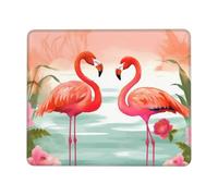 Two Red Flamingos Mouse Pad with Stitched Edge, Personalized Premium-Textured Computer Mouse Mat with Non-Slip Rubber Base, Waterproof Gaming Mousepad for Laptop, Office Home 8.3 x 10.3 in