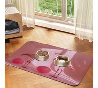 Two red Flamingos Pet Food Mat 17.2x11.81in Absorbent Non-Slip PU Leather Feeding Mat for Dogs Cats Rubber Bottom Fast Drying Rollable Pet Bowl Placemat