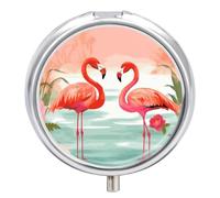 Two Red Flamingos Pill Box, 3 Compartment Small Pill Case Waterproof Travel Pill Organizer for Pocket Or Purse Portable Mini Medicine Tablet Vitamin Holder Pill Case