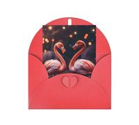 Two Red Flamingos Print Adorable Blank Cards& Envelopes,Unique Designs Perfect for Festivals, Invitations