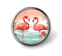 Two Red Flamingos Round Badge 25mm/1 Inch Metal Buttons Round Badge Pin Button Parts Classic Pin Holders Buttons for Shirts Clothes Individualistic Brooch