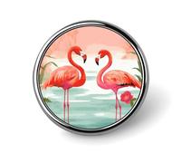 Two Red Flamingos Round Badge Cute Brooch Hats Jackets Decor Personalized Lapel Pin Clothing Jewelry Accessories for Wedding Party Gift