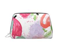 Two Red Flamingos Small Makeup Bag Travel Cosmetic Bag Makeup Pouch PU Leather Portable Versatile Zipper Make up Bag for Women Girls