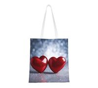 Two Red Hearts Tote Bag For Women,Canvas Shoulder Bags With Pockets Shopping Bag Cute Reusable Grocery Bags
