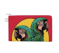 Two Red Parrots Coin Purse Canvas Wallet Cute Change Purse Small Storage Bag with Zipper