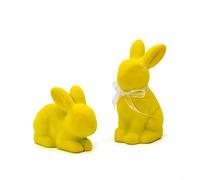Two Resin Rabbit Figurines for Easter Motif Integration into Modern Farmhouse or Scandinavian Home Environments (Yellow)