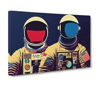 Two Retro Astronauts Vol.3 Canvas Print | Gallery Wrapped 30mm Frame Wall Art | 30x20 inches | Ready to Hang | Retro Picture | Living Room Bedroom Lounge Office