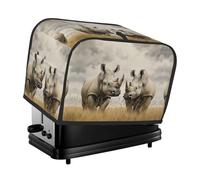 Two Rhinos Toaster Cover 2 Slice, Waterproof Bread Machine Covers with Pockets Universal Size Kitchen Small Appliance Cover with Handle, Dust and Fingerprint Protection