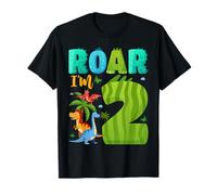 Two Roar I'm 2 Years Old T Rex Dinosaur 2nd Birthday Boys T-Shirt