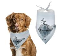 Two Rocks in Water Dog Bandana Triangle Dog Scarf Washable Polyester Dog Bibs Cute Pet Bandana for Medium Large Dogs Puppy and Cats