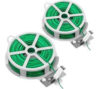 Two Rolls 50M Green Garden Wire With Cutter Plant Ties For Tomatoes
