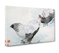 Two Roosters By Ren Yi Canvas Print | Gallery Wrapped 30mm Frame Wall Art | 24x16 inches | Ready to Hang | Asian Picture | Living Room Bedroom Lounge Office