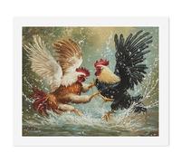 Two Roosters Fighting Paint by Numbers Kits Includes Brushes Funny Adults DIY Painting Birthday Gift for Home Decor