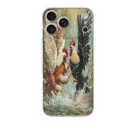 Two Roosters Fighting Print Phone Case TPU Anti-fingerprint Protective Cover Compatible with iPhone 17/17 Air/17 Pro/17 Pro Max