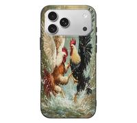 Two Roosters Fighting Print Phone Case TPU Anti-fingerprint Protective Cover Compatible with iPhone 17/17 Air/17 Pro/17 Pro Max