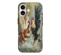 Two Roosters Fighting Print Phone Case TPU Anti-fingerprint Protective Cover Compatible with iPhone 17/17 Air/17 Pro/17 Pro Max
