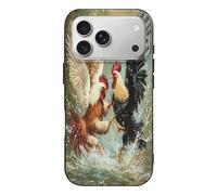 Two Roosters Fighting Print Phone Case TPU Anti-fingerprint Protective Cover Compatible with iPhone 17/17 Air/17 Pro/17 Pro Max