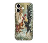 Two Roosters Fighting Print Phone Case TPU Anti-fingerprint Protective Cover Compatible with iPhone 17/17 Air/17 Pro/17 Pro Max