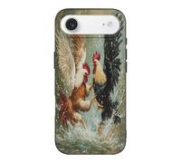 Two Roosters Fighting Print Phone Case TPU Anti-fingerprint Protective Cover Compatible with iPhone 17/17 Air/17 Pro/17 Pro Max