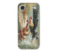 Two Roosters Fighting Print Phone Case TPU Anti-fingerprint Protective Cover Compatible with iPhone 17/17 Air/17 Pro/17 Pro Max