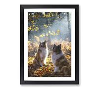 Two Rough Collie Dogs Painting Framed Print | A2 Black Framed Wall Art | Ready to Hang | Modern Animal Picture | Living Room Bedroom Lounge Office