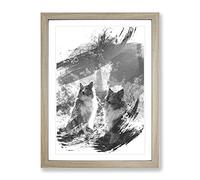 Two Rough Collie Dogs V1 Modern Framed Print | A3 Oak Framed Wall Art | Ready to Hang | Modern Animal Picture | Living Room Bedroom Lounge Office