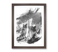 Two Rough Collie Dogs V1 Modern Framed Print | A4 Walnut Framed Wall Art | Ready to Hang | Modern Animal Picture | Living Room Bedroom Lounge Office