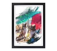 Two Rough Collie Dogs V2 Framed Print | A2 Black Framed Wall Art | Ready to Hang | Modern Animal Picture | Living Room Bedroom Lounge Office