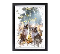 Two Rough Collie Dogs V3 Framed Print | A2 Black Framed Wall Art | Ready to Hang | Modern Animal Picture | Living Room Bedroom Lounge Office