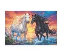 Two Running Horses 1000 Piece Jigsaw Puzzle for Adults Fantastic Beasts Jigsaw Home Office Decor Stress Relief Activity Colourful Challenge Perfect Present 1000 PCS