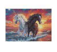 Two Running Horses 300 Piece Jigsaw Puzzle for Adults Teens Wildlife Art Studio Decor Creative Challenge Vibrant Colours Great Gift for Artists 300 PCS