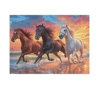 Two Running Horses 500 Piece Jigsaw Puzzle for Adults Teens Fantastic Beasts Craft Room Decor Creative Project Whimsical Artwork for Crafters 500 PCS