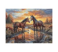 Two Running Horses 500 Piece Jigsaw Puzzle for Adults Teens Wildlife Art Studio Decor Creative Challenge Vibrant Colours Great Gift for Artists 500 PCS