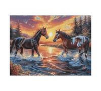 Two Running Horses 500 Piece Premium Jigsaw Puzzle Fantastic Beasts For Men Educational Decompression Adults Anxiety Memory Care Mothers Valentines Premium Cardboard 500 PCS