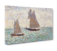Two Sailboats At Grandcamp By Georges Seurat Canvas Print | Gallery Wrapped 30mm Frame Wall Art | 20x14 inches | Ready to Hang | Impressionist Picture | Living Room Bedroom Lounge Office