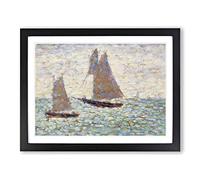 Two Sailboats At Grandcamp By Georges Seurat Classic Painting Framed Print | A2 Black Framed Wall Art | Ready to Hang | Classic Historical Picture | Living Room Bedroom Lounge Office