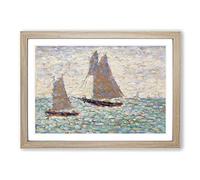 Two Sailboats at Grandcamp by Georges Seurat Framed Print | A2 Oak Framed Wall Art | Ready to Hang | Modern Nature Picture | Living Room Bedroom Lounge Office