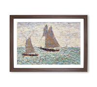 Two Sailboats at Grandcamp by Georges Seurat Framed Print | A2 Walnut Framed Wall Art | Ready to Hang | Modern Nature Picture | Living Room Bedroom Lounge Office