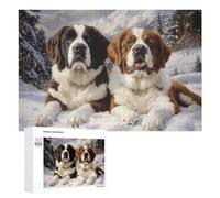 Two Saint Bernards in Snow Hobby Jigsaw Puzzle for Adults, 1000 PCS, Screen-free Entertainment for Adults And Families, for Quiet Evenings