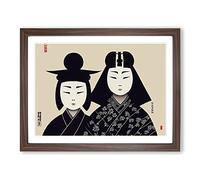 Two Samurai Framed Print | A3 Walnut Framed Wall Art | Ready to Hang | Modern Nature Picture | Living Room Bedroom Lounge Office