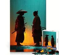 Two Samurai Warriors Face Off 1000 Pieces Jigsaws Adults Puzzles Gifts Thought Training Peaceful Fun Uniform Cut Art Xmas Gift (38x26cm)