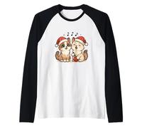 Two Santa Cats with Ornament Raglan Baseball Tee