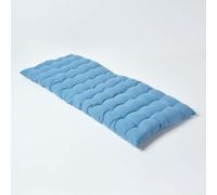 HOMESCAPES Air Force Blue Garden Bench Cushion 2 Seater Seat Pad for Patio Furniture Kitchen or Dining Bench Indoor & Outdoor Use Comfortable 100% Cotton Modern Tufted Style Thick Cushion 108cm Wide