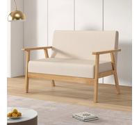 (Two seater, Beige) 1/2/3 Seater Fabric Upholstered Padded sofa