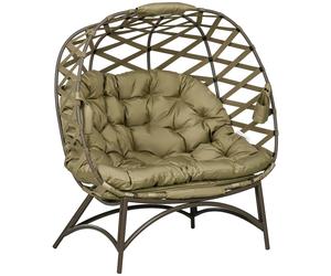 Two-Seater Egg Chair Khaki 126x75x142cm Steel Frame Polyester PP Cotton Padded