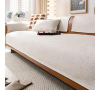 Two Seater Sofa Covers Soft Washable, Cotton Linen Non-Slip Universal Couch Cover, L/U Shape Sofa Cushion Cover Pet Protector For Living Room(Beige,30x50cmLumbar cushion cover)