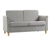 Two-Seater Sofa Linen Light Grey 141x70x78cm Wooden Legs Removable Covers Cosy