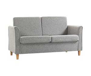 Two-Seater Sofa Linen Light Grey 141x70x78cm Wooden Legs Removable Covers Cosy