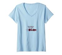 Two Seats One Ride Vintage Racing Car Enthusiast V-Neck T-Shirt, Women, Baby Blue, XXL
